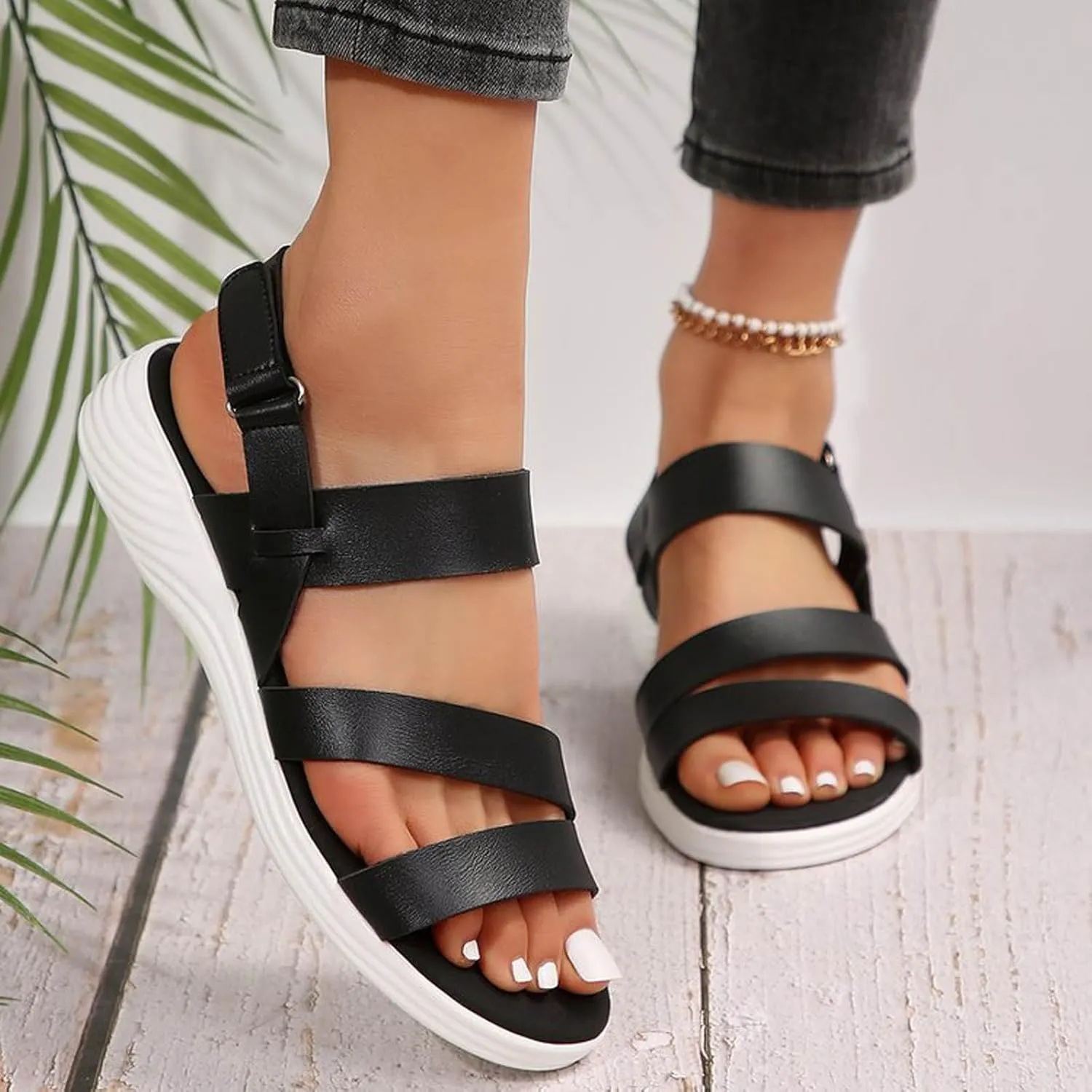 SuanlaTDS Orthopedic Wedge Sandals for Women Summer Dressy 2025 Arch Support Open Toe Ankle Strap Platform Casual Low Wedges Beach Dress Shoes Comfortable Outdoor Walking Sandal