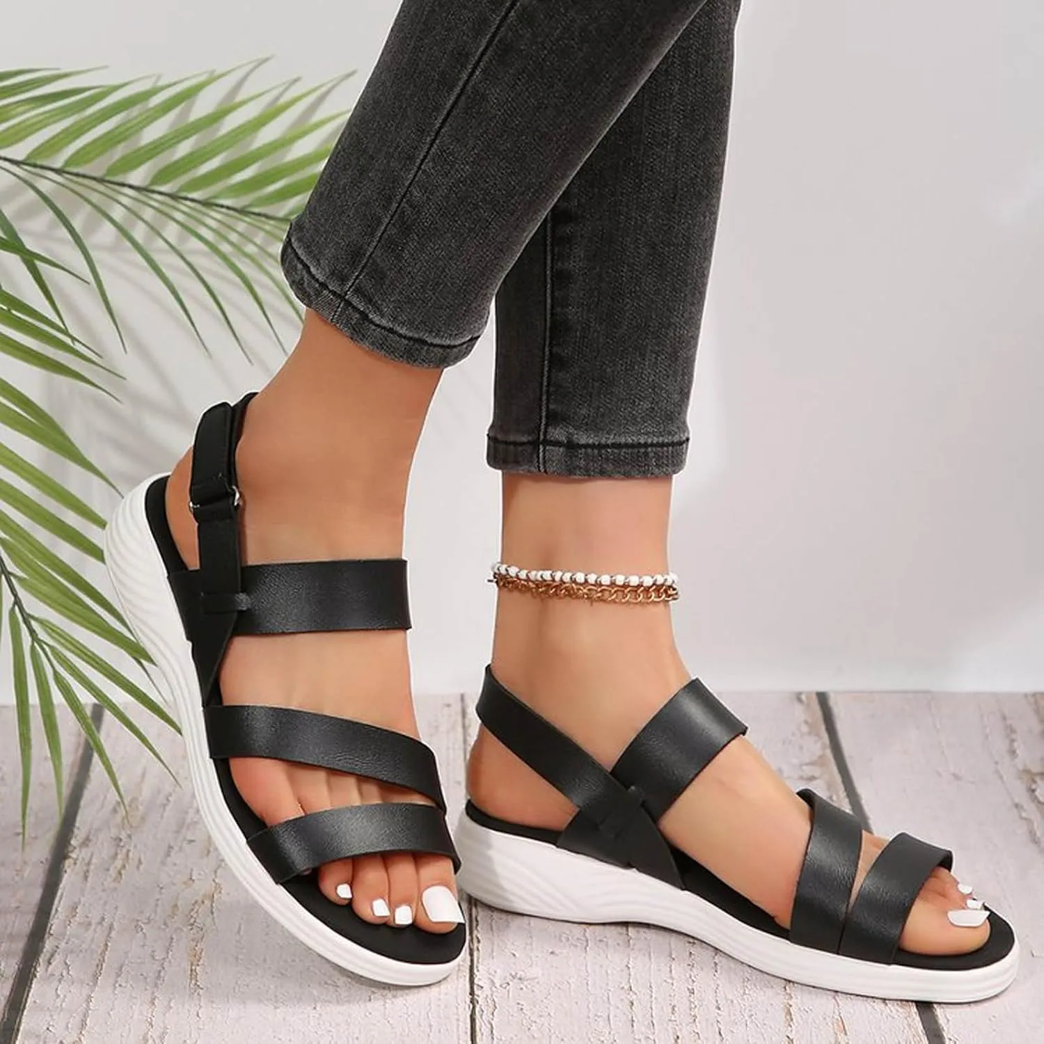 SuanlaTDS Orthopedic Wedge Sandals for Women Summer Dressy 2025 Arch Support Open Toe Ankle Strap Platform Casual Low Wedges Beach Dress Shoes Comfortable Outdoor Walking Sandal