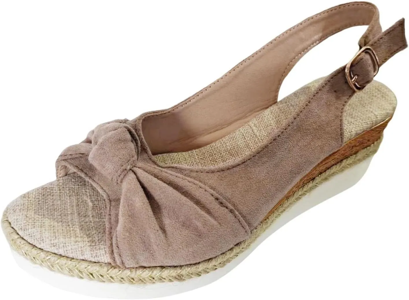 Women's Espadrille Wedge Sandal Wide Width Summer Dressy Open Toe Ankle Strap Wedges Heels Sandals Orthopedic Comfortable Anti Slip Slingback Bowknot Casual Shoes Beach Boho Dress Espadrille Footwear