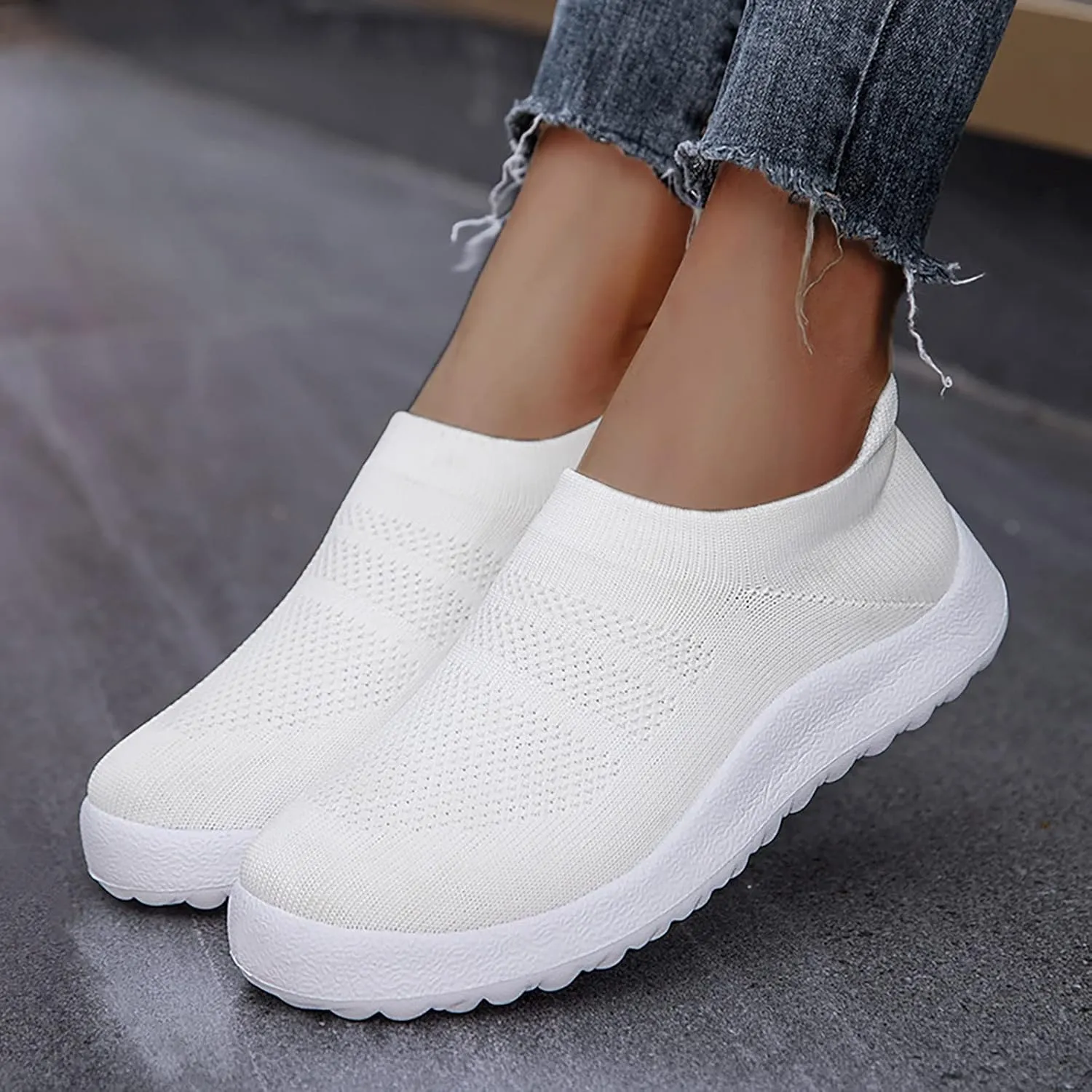 Women's Fashion Sneaker Non Slip Breathable Lightweight Comfortable Lace Up Black Running Shoes Loafers with Arch Support for Women White Leather Sneakers