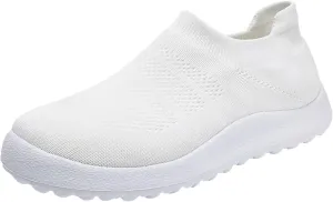 Women's Fashion Sneaker Non Slip Breathable Lightweight Comfortable Lace Up Black Running Shoes Loafers with Arch Support for Women White Leather Sneakers