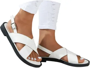 Women's Flat Dress Shoes Wide Width Sandals 2025 Summer Fashionable Casual Retro Hollow Open Toe Comfortable Sandals Boho Casual High Wedges Walking Adjustable Strappy Footwear