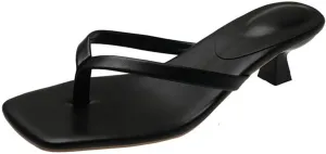 Women's Kitten Heels Sandals Square Open Toe Flip Flops Slip On Thong Slides Sandals Ladies Elegant Cute Working Shopping Shoes Comfortable Summer Beach Shoes for Women