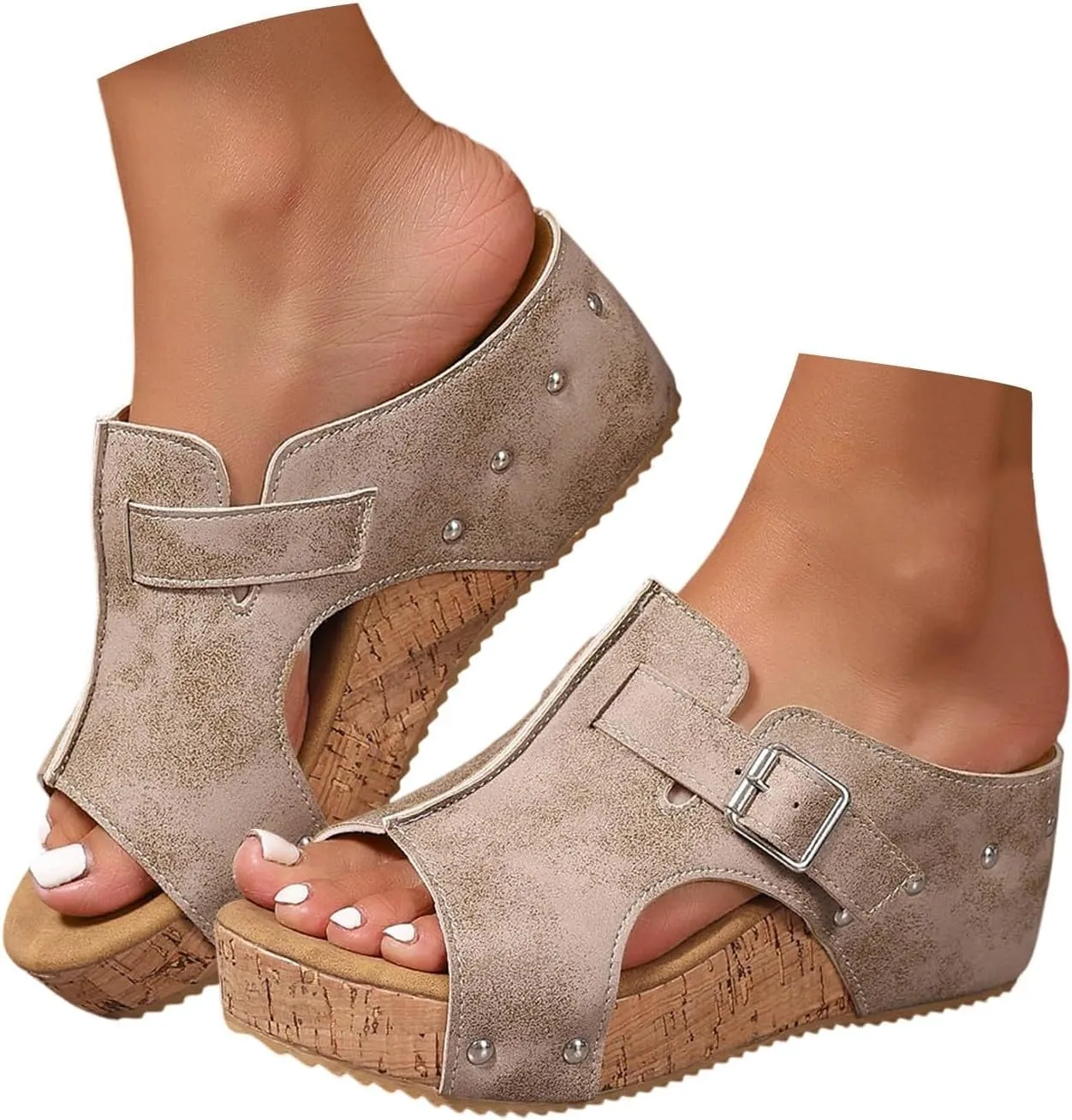 Womens Orthopedic Arch Support Platform Wedge Sandals Open Toe Slip on Elegant Strap Bohemian Shoes Summer Comfortable Walking Casual Beach Dress High Heels Slippers