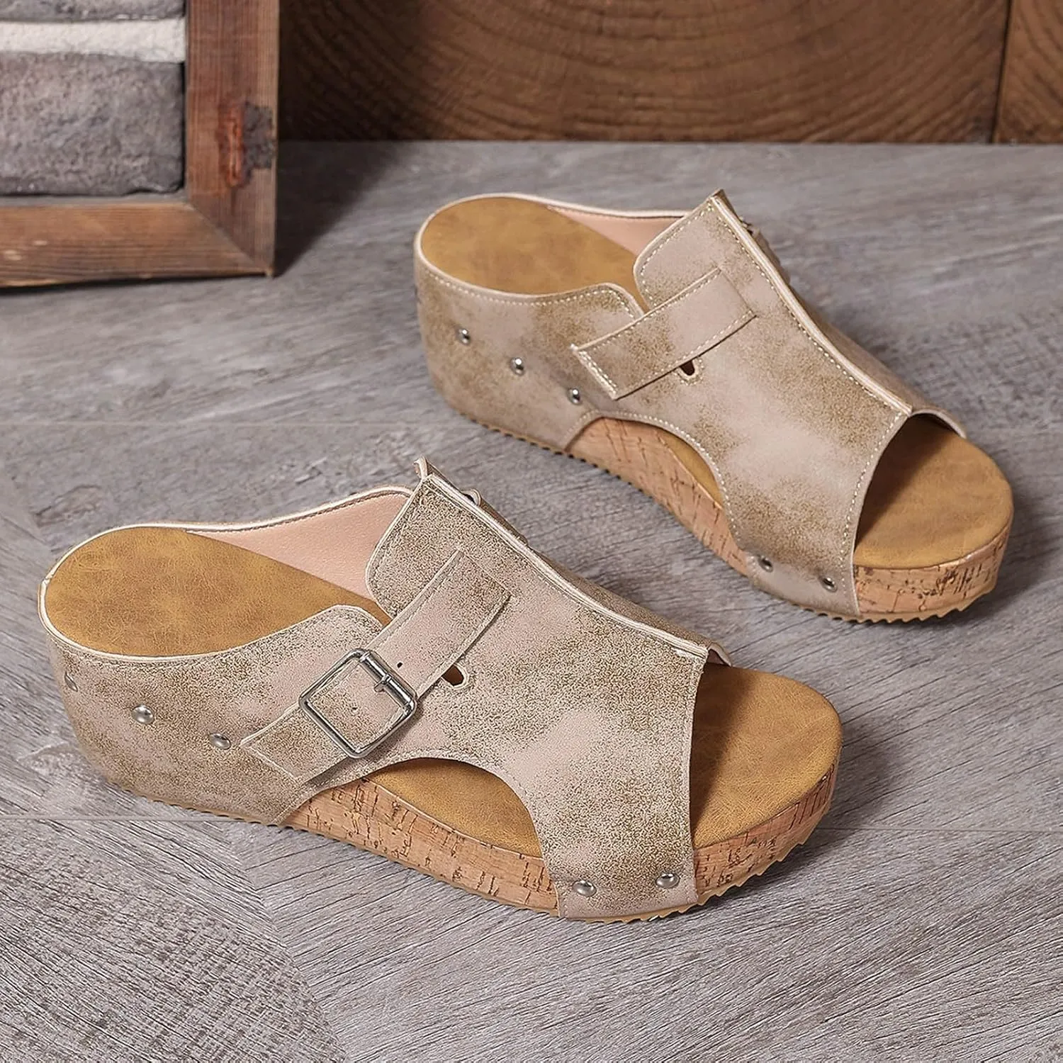 Womens Orthopedic Arch Support Platform Wedge Sandals Open Toe Slip on Elegant Strap Bohemian Shoes Summer Comfortable Walking Casual Beach Dress High Heels Slippers