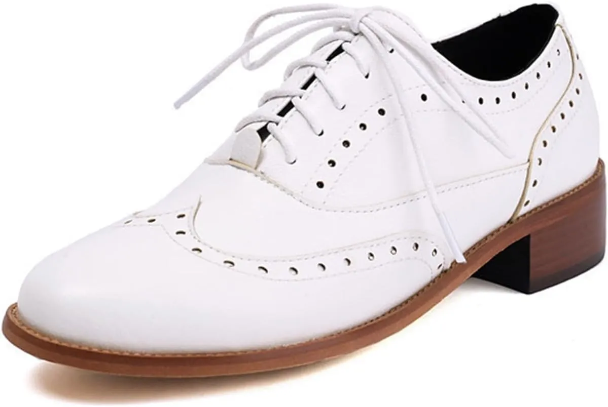Women's Retro Flat Shoes Comfortable Casual Thick Heel Slip On Loafers for Spring Summer Outfits with Jeans Skirts