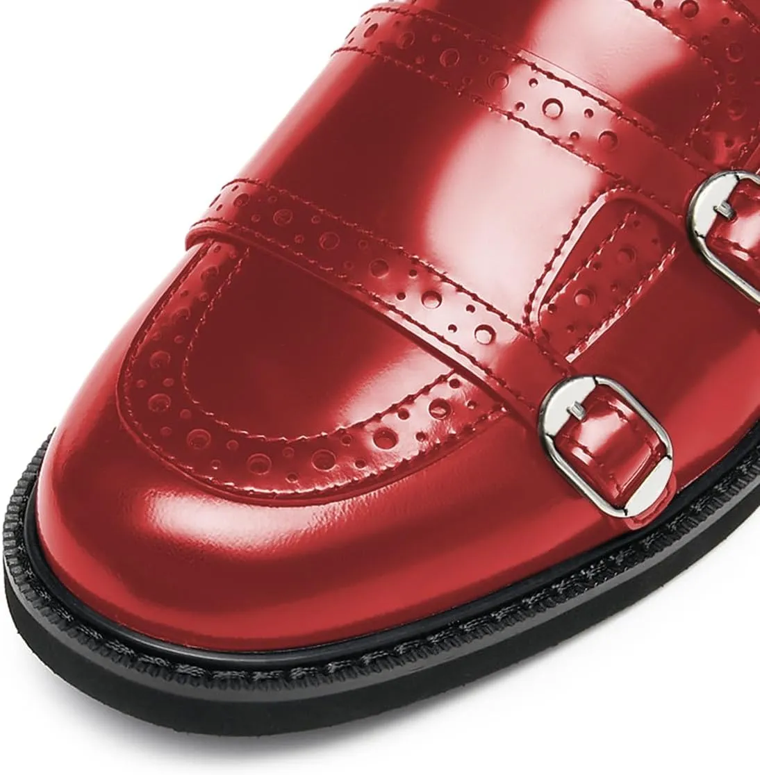 YDN Women's Closed Round Toe Loafer Low Chunky Heels Ornamental Buckle Slip On Dress Formal Party Dating Office Daily Shoes Size 4-16 US